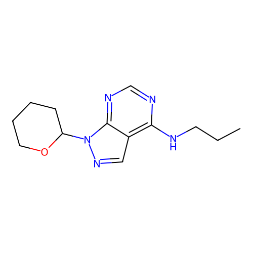 1-(oxan-2-yl)-N-propylpyrazolo[3,4-d]pyrimidin-4-amine structure