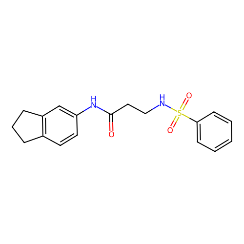 3-(benzenesulfonamido)-N-(2,3-dihydro-1H-inden-5-yl)propanamide structure