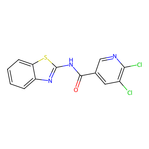 N-(1,3-benzothiazol-2-yl)-5,6-dichloropyridine-3-carboxamide structure