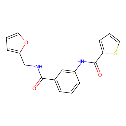 N-[3-(furan-2-ylmethylcarbamoyl)phenyl]thiophene-2-carboxamide structure