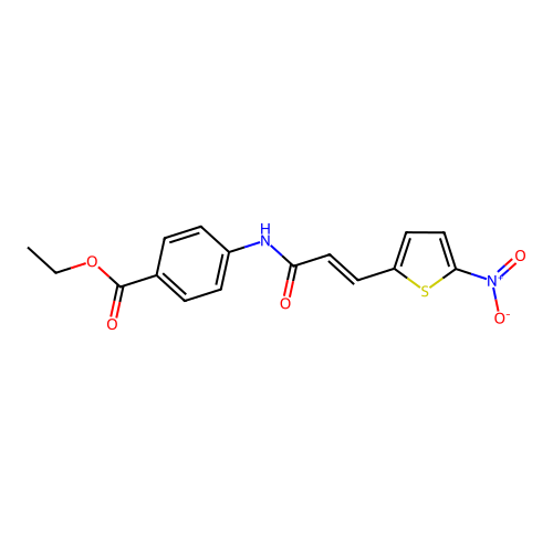 (E)-ethyl 4-(3-(5-nitrothiophen-2-yl)acrylamido)benzoate structure