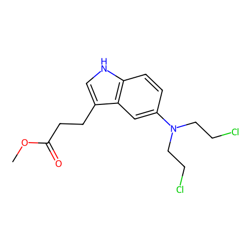 Methyl 3-(5-(bis(2-chloroethyl)amino)-1H-indol-3-yl)propanoate structure