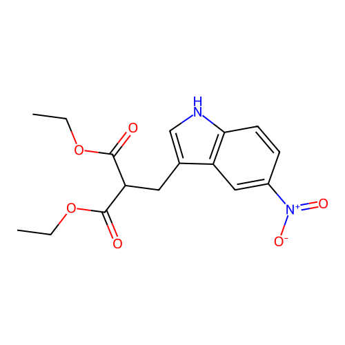 diethyl 2-[(5-nitro-1H-indol-3-yl)methyl]propanedioate structure