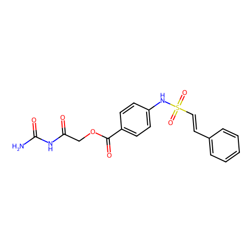 2-(Carbamoylamino)-2-oxoethyl 4-(2-phenylethenesulfonamido)benzoate structure