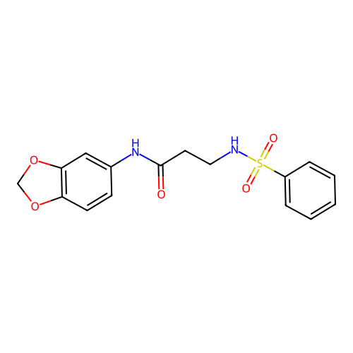 N-1,3-benzodioxol-5-yl-N~3~-(phenylsulfonyl)-beta-alaninamide structure