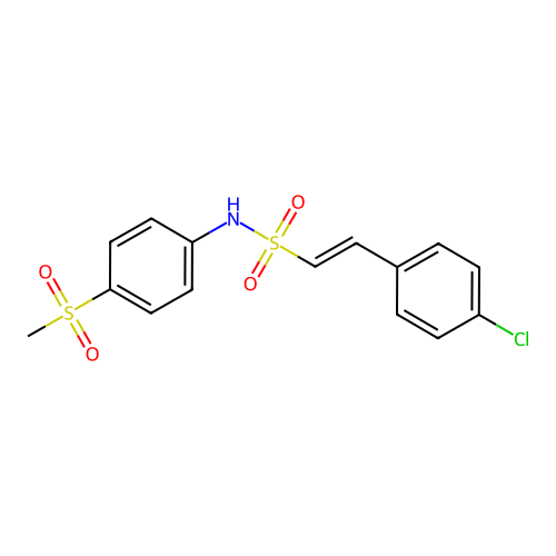 2-(4-chlorophenyl)-N-(4-methanesulfonylphenyl)ethene-1-sulfonamide structure
