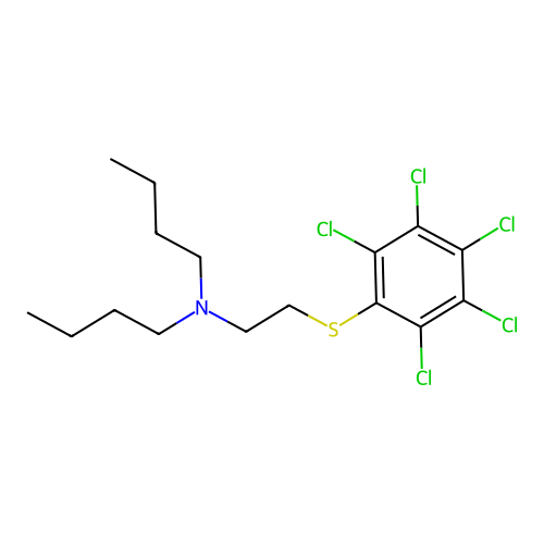 N-butyl-N-[2-(2,3,4,5,6-pentachlorophenyl)sulfanylethyl]butan-1-amine structure