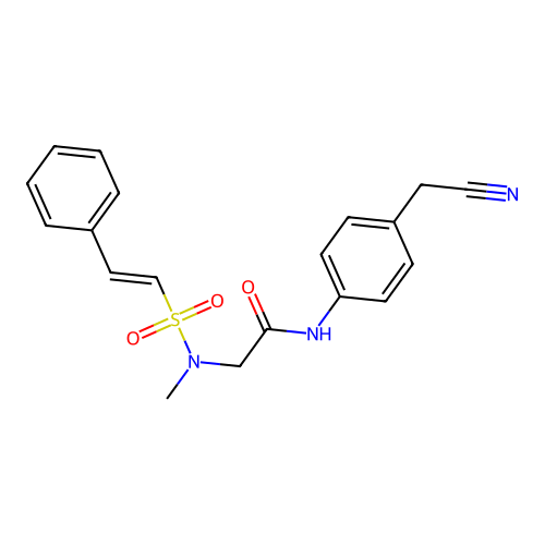N-[4-(cyanomethyl)phenyl]-2-(N-methyl-2-phenylethenesulfonamido)acetamide structure