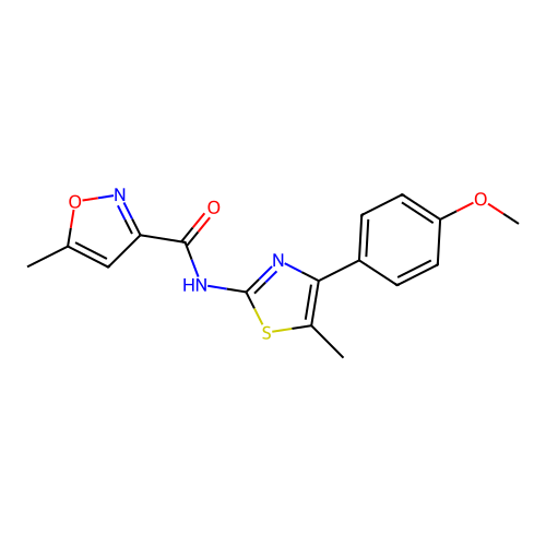N-[4-(4-methoxyphenyl)-5-methyl-1,3-thiazol-2-yl]-5-methyl-1,2-oxazole-3-carboxamide structure