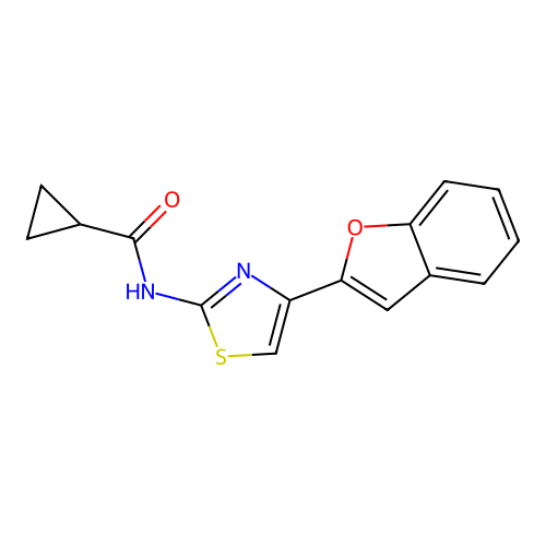 N-[4-(1-benzofuran-2-yl)-1,3-thiazol-2-yl]cyclopropanecarboxamide structure