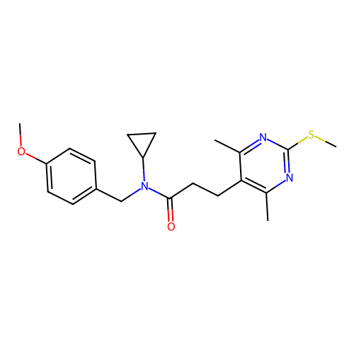 N-cyclopropyl-3-[4,6-dimethyl-2-(methylsulfanyl)pyrimidin-5-yl]-N-[(4-methoxyphenyl)methyl]propanamide structure