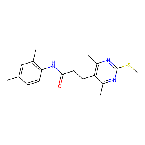 3-(4,6-dimethyl-2-methylsulfanylpyrimidin-5-yl)-N-(2,4-dimethylphenyl)propanamide structure