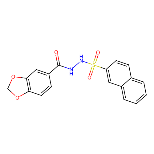 N'-(naphthalene-2-sulfonyl)-2H-1,3-benzodioxole-5-carbohydrazide structure