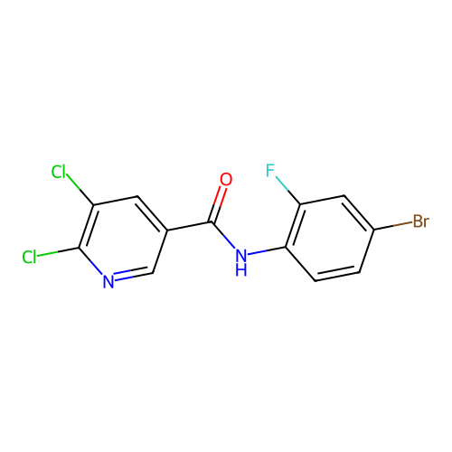 N-(4-bromo-2-fluorophenyl)-5,6-dichloropyridine-3-carboxamide structure