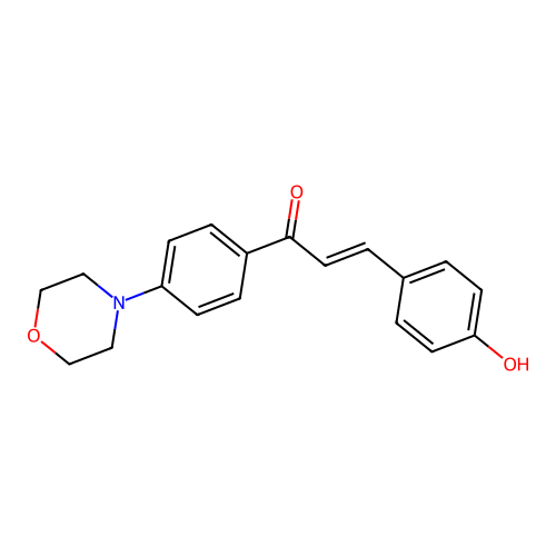 3-(4-hydroxyphenyl)-1-(4-morpholin-4-ylphenyl)prop-2-en-1-one structure