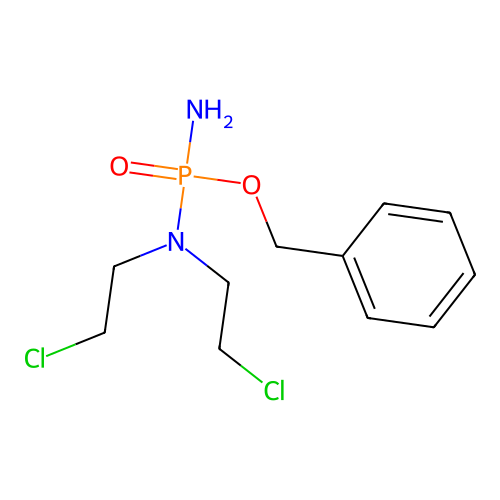 Phosphorodiamidic acid, n,n-bis(2-chloroethyl)-, phenylmethyl ester structure