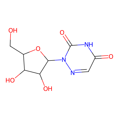 2-[3,4-dihydroxy-5-(hydroxymethyl)oxolan-2-yl]-4H-1,2,4-triazine-3,5-dione structure