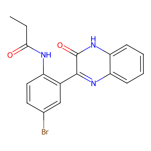 N-(4-bromo-2-(3-oxo-3,4-dihydroquinoxalin-2-yl)phenyl)propionamide structure