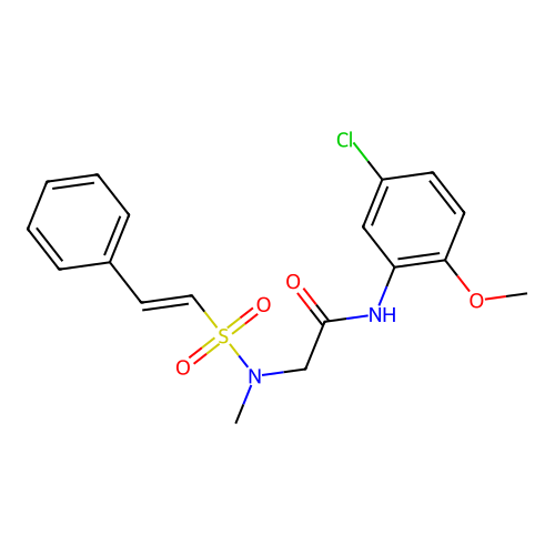N-(5-chloro-2-methoxyphenyl)-2-(N-methyl-2-phenylethenesulfonamido)acetamide structure
