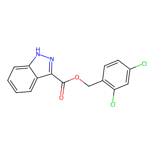 (2,4-dichlorophenyl)methyl 1H-indazole-3-carboxylate structure