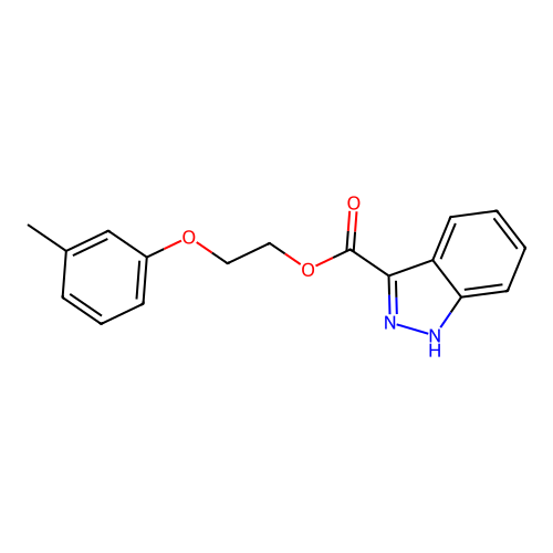 2-(3-methylphenoxy)ethyl 1H-indazole-3-carboxylate structure