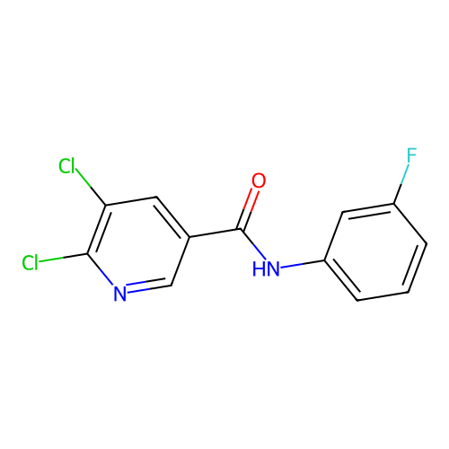 5,6-dichloro-N-(3-fluorophenyl)pyridine-3-carboxamide structure