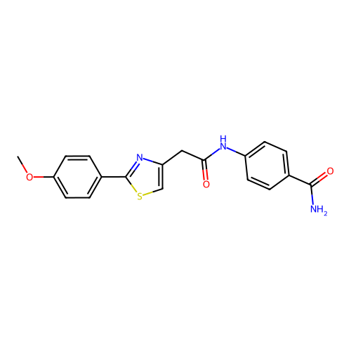 4-({[2-(4-Methoxyphenyl)-1,3-thiazol-4-yl]acetyl}amino)benzamide structure