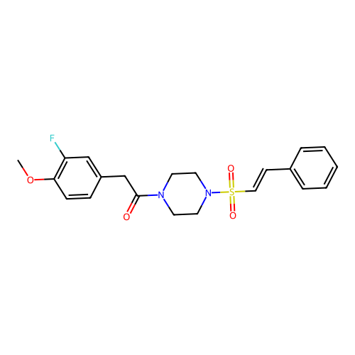 2-(3-fluoro-4-methoxyphenyl)-1-[4-(2-phenylethenesulfonyl)piperazin-1-yl]ethan-1-one structure