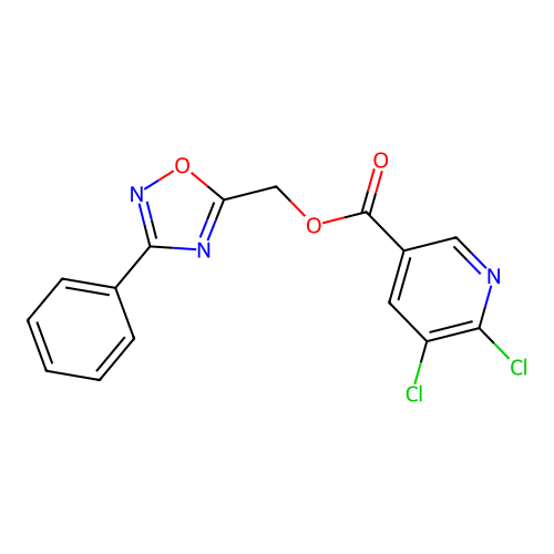 (3-Phenyl-1,2,4-oxadiazol-5-yl)methyl 5,6-dichloropyridine-3-carboxylate structure