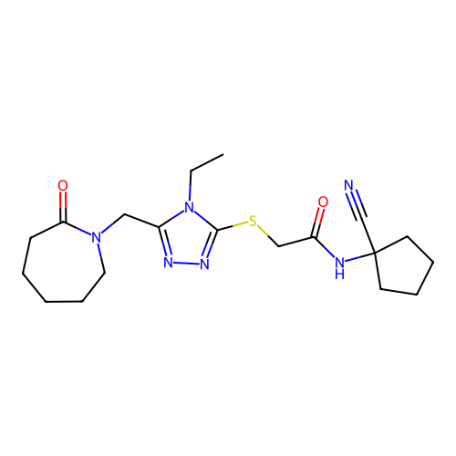 N-(1-cyanocyclopentyl)-2-({4-ethyl-5-[(2-oxoazepan-1-yl)methyl]-4H-1,2,4-triazol-3-yl}sulfanyl)acetamide structure