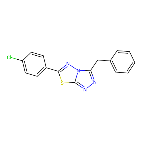 1,2,4-Triazolo(3,4-b)(1,3,4)thiadiazole, 6-(4-chlorophenyl)-3-(phenylmethyl)- structure