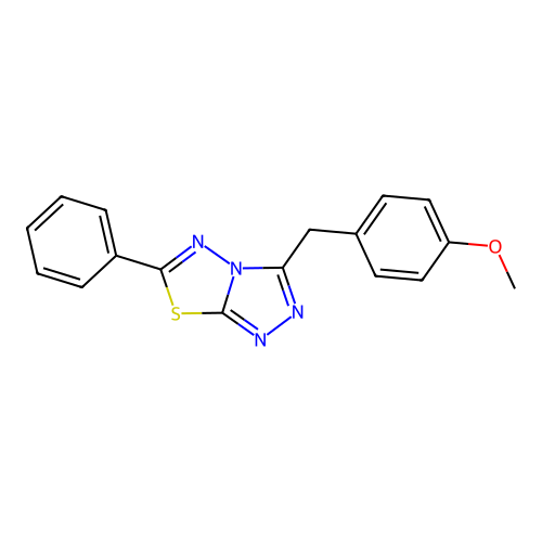 1,2,4-Triazolo(3,4-b)(1,3,4)thiadiazole, 3-((4-methoxyphenyl)methyl)-6-phenyl- structure