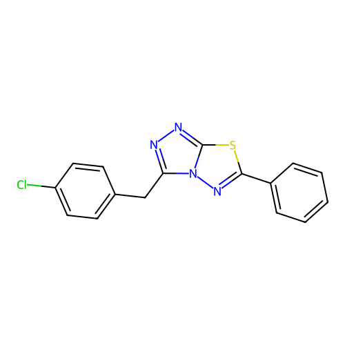 1,2,4-Triazolo(3,4-b)(1,3,4)thiadiazole, 3-((4-chlorophenyl)methyl)-6-phenyl- structure