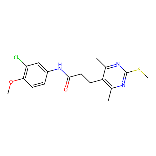N-(3-chloro-4-methoxyphenyl)-3-(4,6-dimethyl-2-methylsulfanylpyrimidin-5-yl)propanamide structure