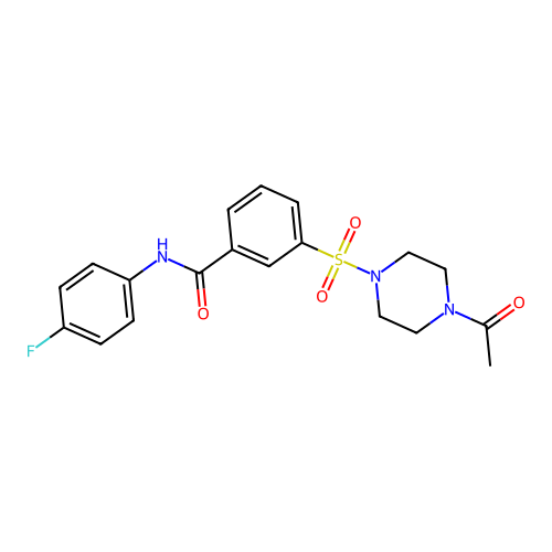 3-[(4-Acetyl-1-piperazinyl)sulfonyl]-N-(4-fluorophenyl)benzamide structure