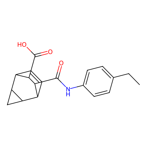 7-[(4-Ethylanilino)carbonyl]tricyclo[3.2.2.0~2,4~]non-8-ene-6-carboxylic acid structure