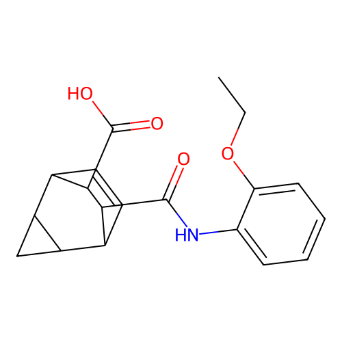 7-[(2-Ethoxyanilino)carbonyl]tricyclo[3.2.2.0~2,4~]non-8-ene-6-carboxylic acid structure