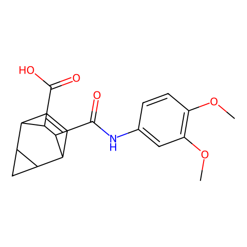 7-[(3,4-dimethoxyanilino)carbonyl]tricyclo[3.2.2.0~2,4~]non-8-ene-6-carboxylic acid structure