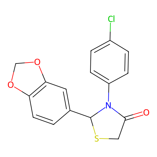 4-Thiazolidinone, 2-(1,3-benzodioxol-5-yl)-3-(4-chlorophenyl)- structure