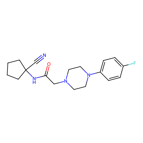 N-(1-cyanocyclopentyl)-2-[4-(4-fluorophenyl)piperazin-1-yl]acetamide structure