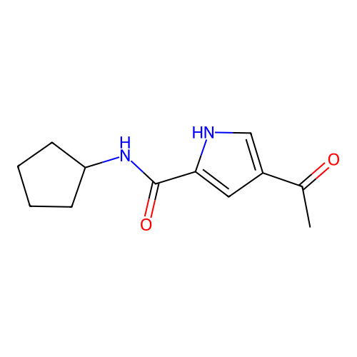 4-acetyl-N-cyclopentyl-1H-pyrrole-2-carboxamide structure