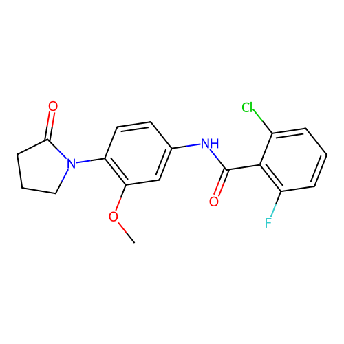 2-chloro-6-fluoro-N-[3-methoxy-4-(2-oxopyrrolidin-1-yl)phenyl]benzamide structure