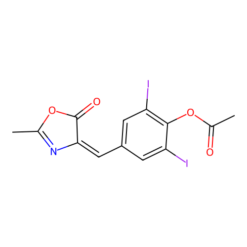 4-[[4-(Acetyloxy)-3,5-diiodophenyl]methylene]-2-methyl-5(4H)-oxazolone structure