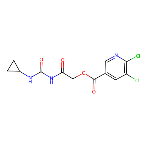 2-[(Cyclopropylcarbamoyl)amino]-2-oxoethyl 5,6-dichloropyridine-3-carboxylate structure