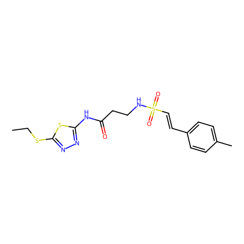 N-(5-ethylsulfanyl-1,3,4-thiadiazol-2-yl)-3-[[(E)-2-(4-methylphenyl)ethenyl]sulfonylamino]propanamide structure