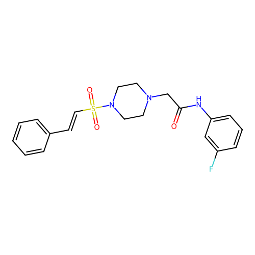 N-(3-fluorophenyl)-2-[4-(2-phenylethenesulfonyl)piperazin-1-yl]acetamide structure