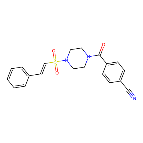 4-[4-(2-Phenylethenesulfonyl)piperazine-1-carbonyl]benzonitrile structure