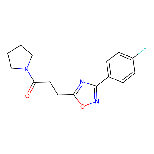3-[3-(4-Fluorophenyl)-1,2,4-oxadiazol-5-yl]-1-(pyrrolidin-1-yl)propan-1-one structure