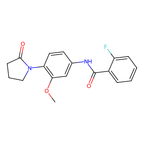 2-fluoro-N-[3-methoxy-4-(2-oxopyrrolidin-1-yl)phenyl]benzamide structure