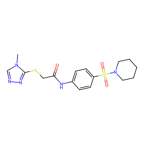 2-((4-methyl-4H-1,2,4-triazol-3-yl)thio)-N-(4-(piperidin-1-ylsulfonyl)phenyl)acetamide structure